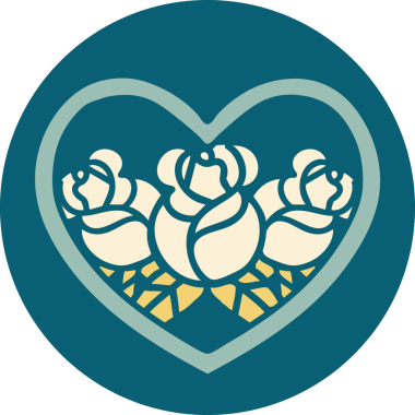 Bir insan tarafından çizilmiş kalp ve çiçeklerin ikonik dövme şekli