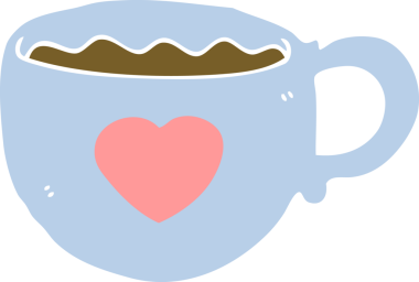 Bir insan tarafından çizilmiş düz renkli kahve fincanına bayılırım.