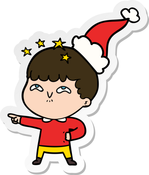 Bir insan tarafından çizilmiş Noel Baba şapkası giymiş hayret verici bir çocuğun el yazısı.