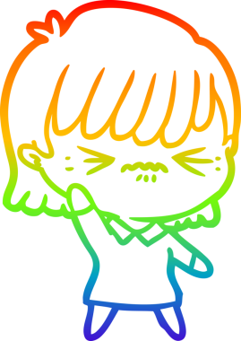 gökkuşağı gradyan çizimi bir insan tarafından çizilmiş bir çizgi film kızı