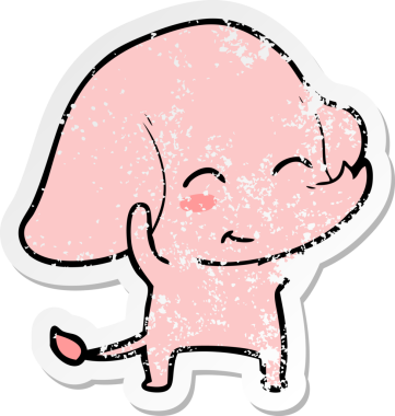 Bir insan tarafından çizilmiş şirin bir filin sıkıntılı çıkartması