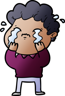 Bir insan tarafından çizilmiş ağlayan çizgi film adamı.