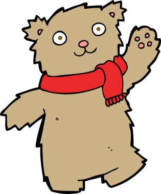 Bir insan tarafından çizilmiş oyuncak ayı eşarbı.