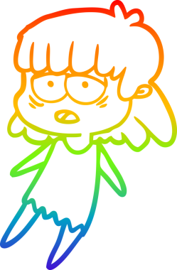 gökkuşağı gradyan çizgi çizimi bir insan tarafından çizilmiş yorgun bir kadın