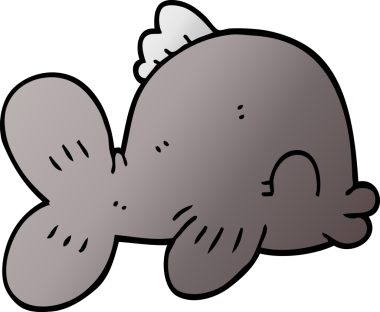 Bir insan tarafından çizilmiş komik karikatür balığı.