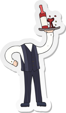 Bir insan tarafından çizilmiş kafasız bir garsonun çıkartması.