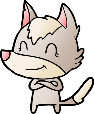 Bir insan tarafından çizilmiş dost canlısı bir kurt.