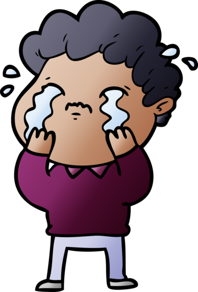 Bir insan tarafından çizilmiş ağlayan çizgi film adamı.