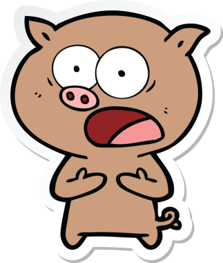 Bir insan tarafından çizilmiş domuz çizgi filmi etiketi.