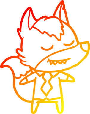 Bir insan tarafından çizilmiş sıcak çizgi çizgi çizgi film patronu bir kurt.