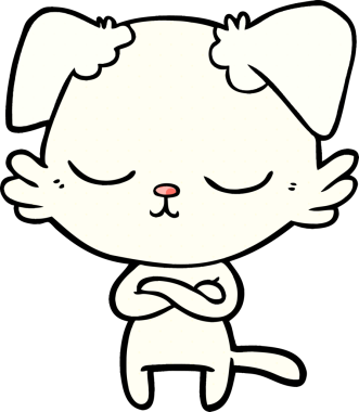 Bir insan tarafından çizilmiş şirin bir çizgi film köpeği.