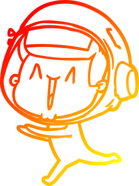 Bir insan tarafından çizilen mutlu bir astronotun sıcak çizgi çizimi