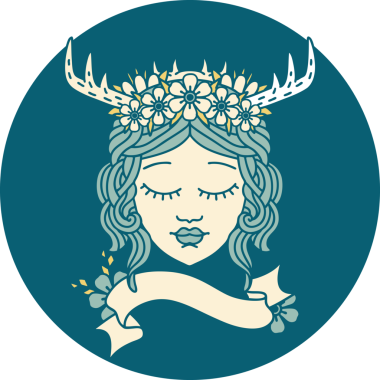 Bir insan tarafından çizilmiş Retro Dövme Tarzı İnsan Druidi