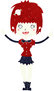 Bir insan tarafından çizilmiş vampir kız çizgi filmi.