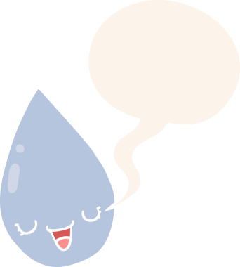 bir insan tarafından çizilmiş retro biçiminde konuşma baloncuklu çizgi film yağmur damlası