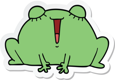 Bir insan tarafından çizilmiş şirin bir kurbağanın çıkartması.