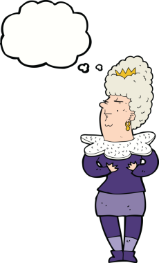 Bir insan tarafından çizilmiş düşünce balonu olan aristokrat bir kadın.