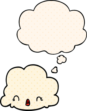Çizgi roman tarzında bir insan tarafından çizilmiş düşünce baloncuğu olan çizgi film bulutu