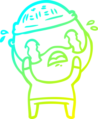 Bir insan tarafından çizilmiş ağlayan sakallı bir adamın çizdiği soğuk çizgi.