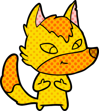 Bir insan tarafından çizilmiş tilki çizgi film karakteri