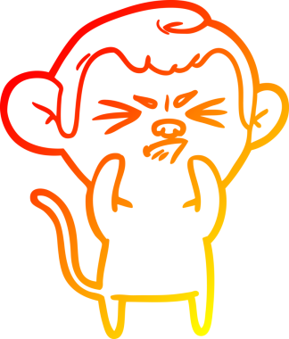 Bir insan tarafından çizilmiş kızgın bir maymunun sıcak çizgi çizimi