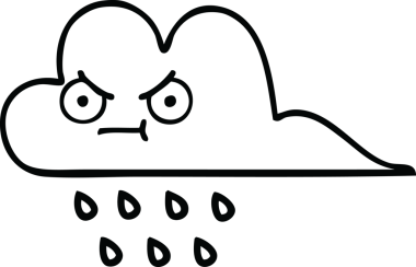 Bir insan tarafından çizilmiş yağmur bulutunun çizgi çizimi