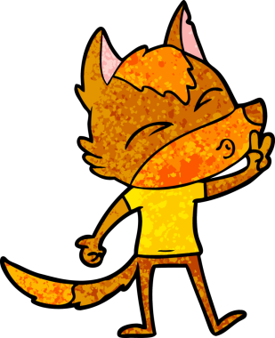 Bir insan tarafından çizilmiş tilki çizgi film karakteri