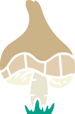 Bir insan tarafından çizilmiş tek bir mantarın el çizimi karikatürü.