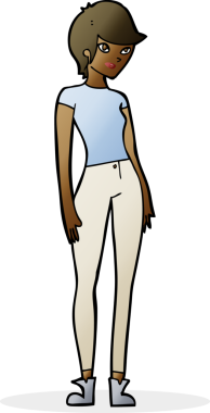 bir insan tarafından çizilmiş modern, çekici bir kadın.