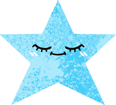 Bir insan tarafından çizilmiş yıldız balığının retro çizim tarzı karikatürü