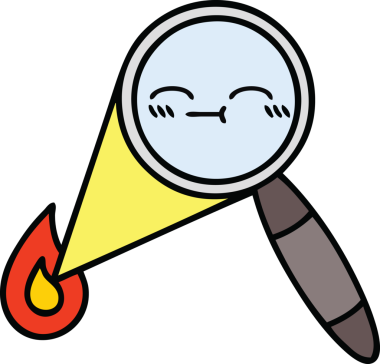 Bir insan tarafından çizilmiş bir büyüteç karikatürü.