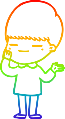 Gökkuşağı gradyan çizgi çizimi bir insan tarafından çizilmiş kendini beğenmiş bir çocuk.