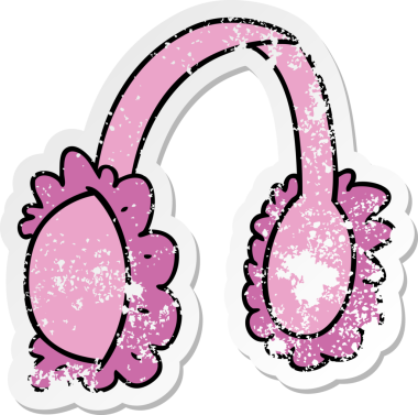 İnsan eliyle çizilmiş pembe kulaklık karalamaları.