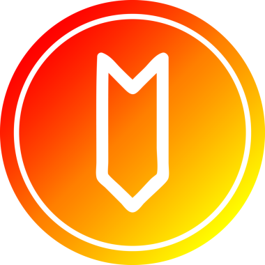 Dekoratif ok dairesel simgesi bir insan tarafından çizilmiş sıcak gradyan bitiş