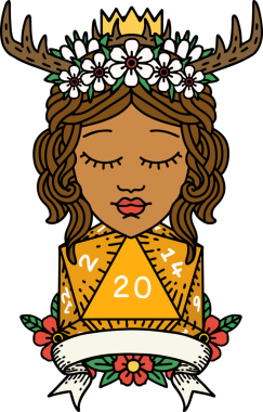 Retro Dövme Tarzı İnsan Druid Bir insan tarafından çizilmiş doğal 20 rulo ile