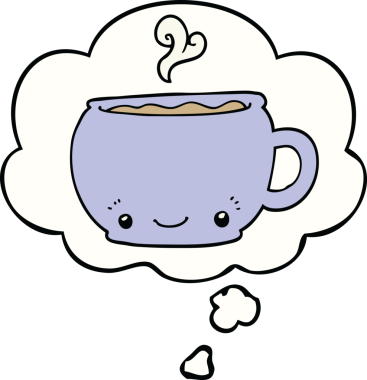 Bir insan tarafından çizilmiş sıcak kahve fincanı.