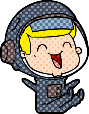 Bir insan tarafından çizilmiş mutlu astronot çizgi filmi.