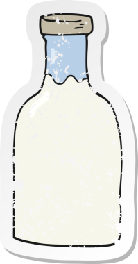 Bir insan tarafından çizilmiş süt şişesinin gerilimli yapıştırması.