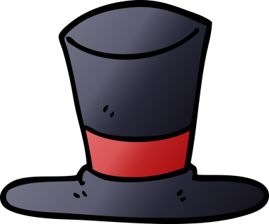 Bir insan tarafından çizilmiş karikatür silindir şapka.