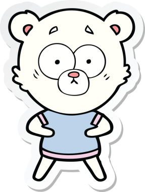 Bir insan tarafından çizilmiş şaşırmış bir kutup ayısının çıkartması.