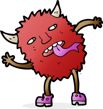 Bir insan tarafından çizilmiş komik çizgi film canavarı.