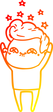 Bir insan tarafından çizilmiş, heyecanlı bir çizgi film çizimi.