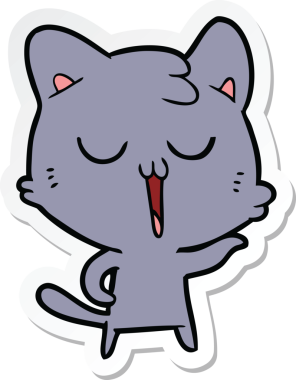 Bir insan tarafından çizilmiş çizgi film kedisinin çıkartması.