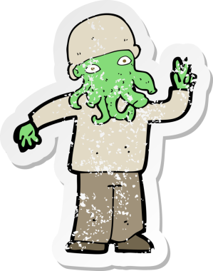 Bir insan tarafından çizilmiş havalı bir uzaylının gerilimli çıkartması.