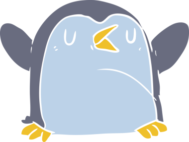 Bir insan tarafından çizilmiş düz renk çizgi film pengueni