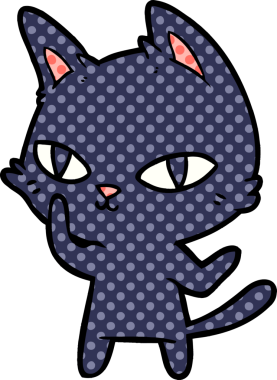 Bir insan tarafından çizilmiş çizgi film kedisi.