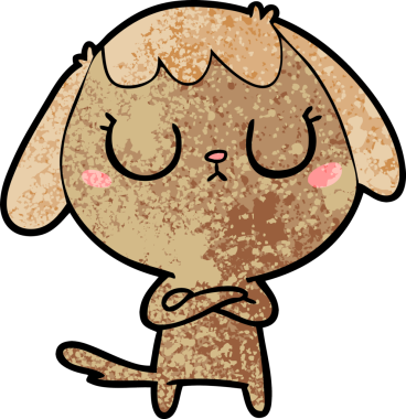 Bir insan tarafından çizilmiş şirin bir çizgi film köpeği.