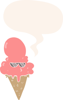 Bir insan tarafından çizilmiş eski moda konuşma baloncuklu karikatür dondurması.