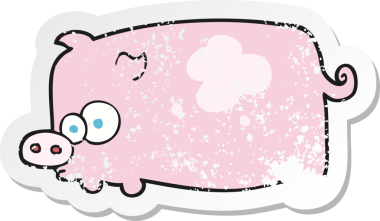 Bir insan tarafından çizilmiş bir domuzun gerilmiş çıkartması.