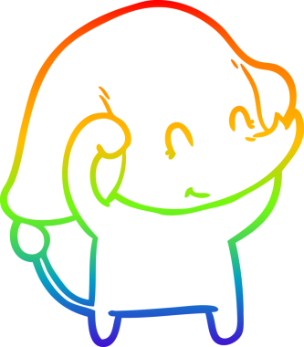 Gökkuşağı gradyan çizgisi bir insan tarafından çizilmiş şirin bir fil çizimi